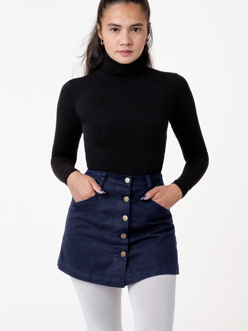 Los Angeles Apparel cotton twill button-front skort